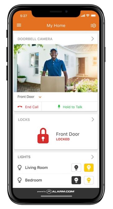 A doorbell camera works with your security system to alert you to someone at the door & allows you to let them in or talk.