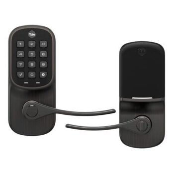 Yale assure lever smart lock in black to help protect your home sold by Safelink Security Systems OKC & Edmond.