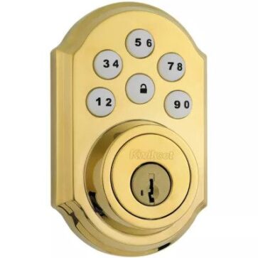 Yale assure number keypad smart lock in brass to help protect your home sold by Safelink Security Systems OKC & Edmond.