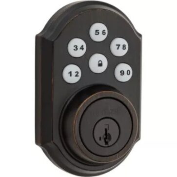 Yale assure number keypad smart lock in bronze to help protect your home sold by Safelink Security Systems OKC & Edmond.