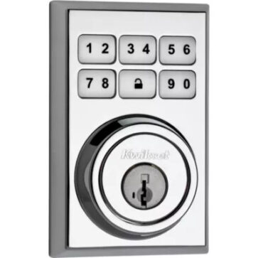 Yale assure modern number keypad smart lock in satin chrome to help protect home from Safelink Security Systems OKC & Edmond.