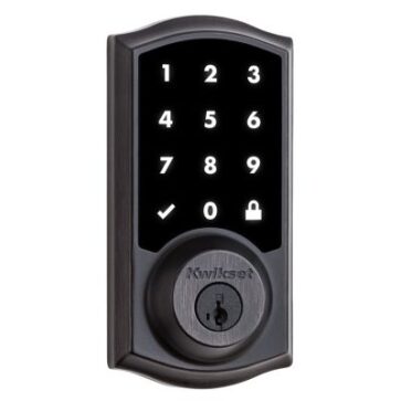 Kwikset luxury number keypad smart lock in bronze to help protect home sold by Safelink Security Systems OKC & Edmond.