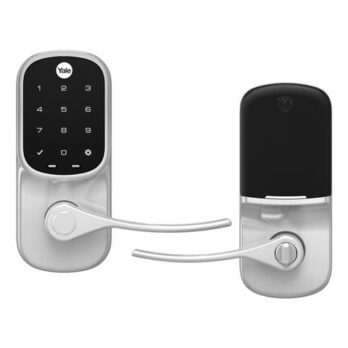 Yale assure lever smart lock in Brushed Nickel to help protect your home sold by Safelink Security Systems OKC & Edmond.