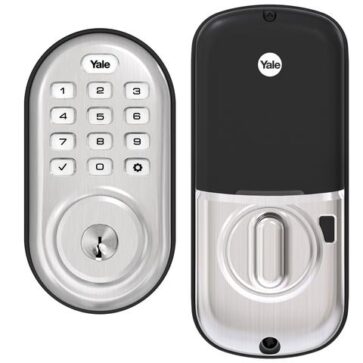 Yale assure keypad smart lock in brushed nickel to help protect your home sold by Safelink Security Systems OKC & Edmond.