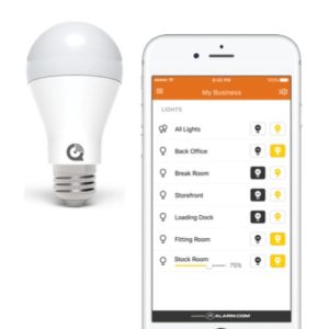 A smart home security system smart lighting switch from Safelink allows you to turn your lights on or off from a mobile app.